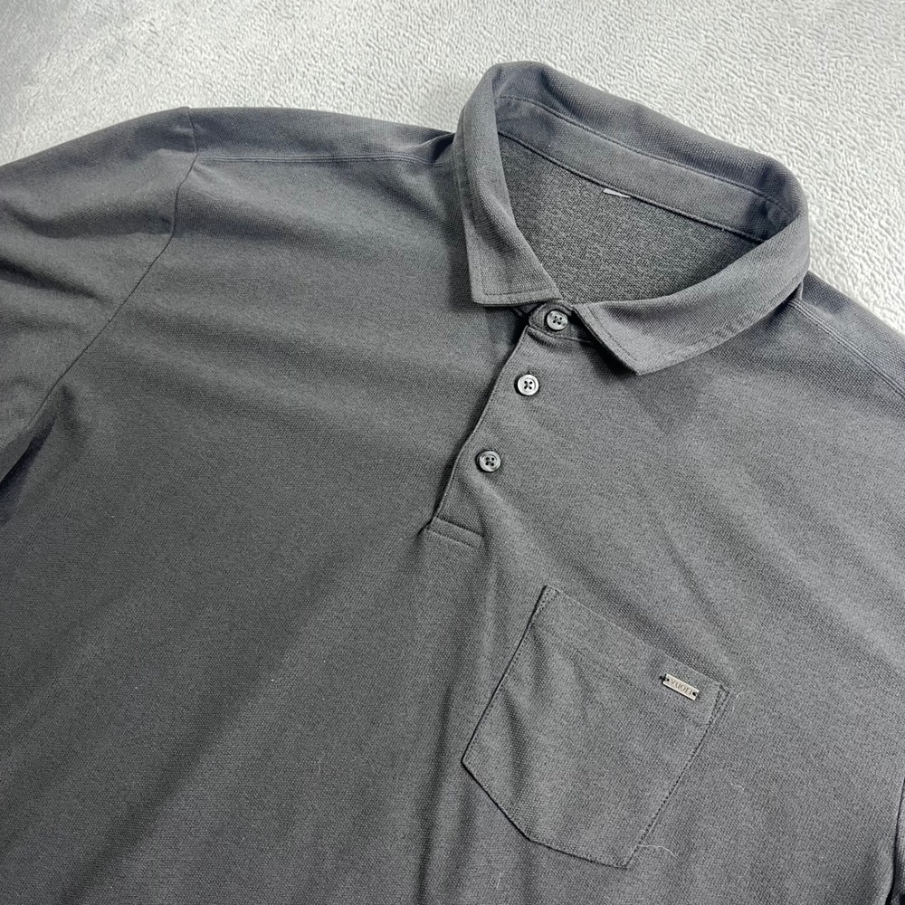 Vuori Ace Polo Mens Charcoal Grey Short Sleeve Performance Chest Pocket Shirt